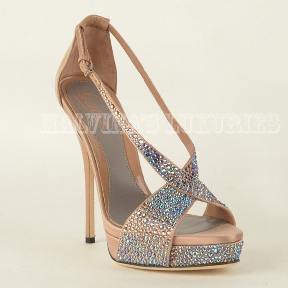 GUCCI SHOES NUDE SOFIA ETOILE CRYSTAL PLATFORM SANDALS sz 39.5 9.5 - Picture 4 of 12